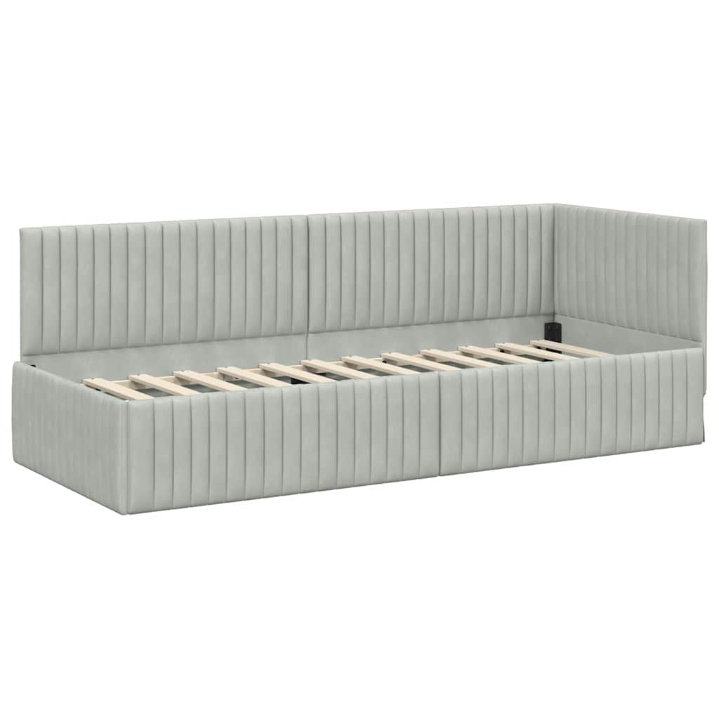 Hoekbedframe met hoofdeinde Lichtgrijs 80 cm x 200 cm Fluweel is nu te koop bij PeponiXL, paradijselijk wonen!