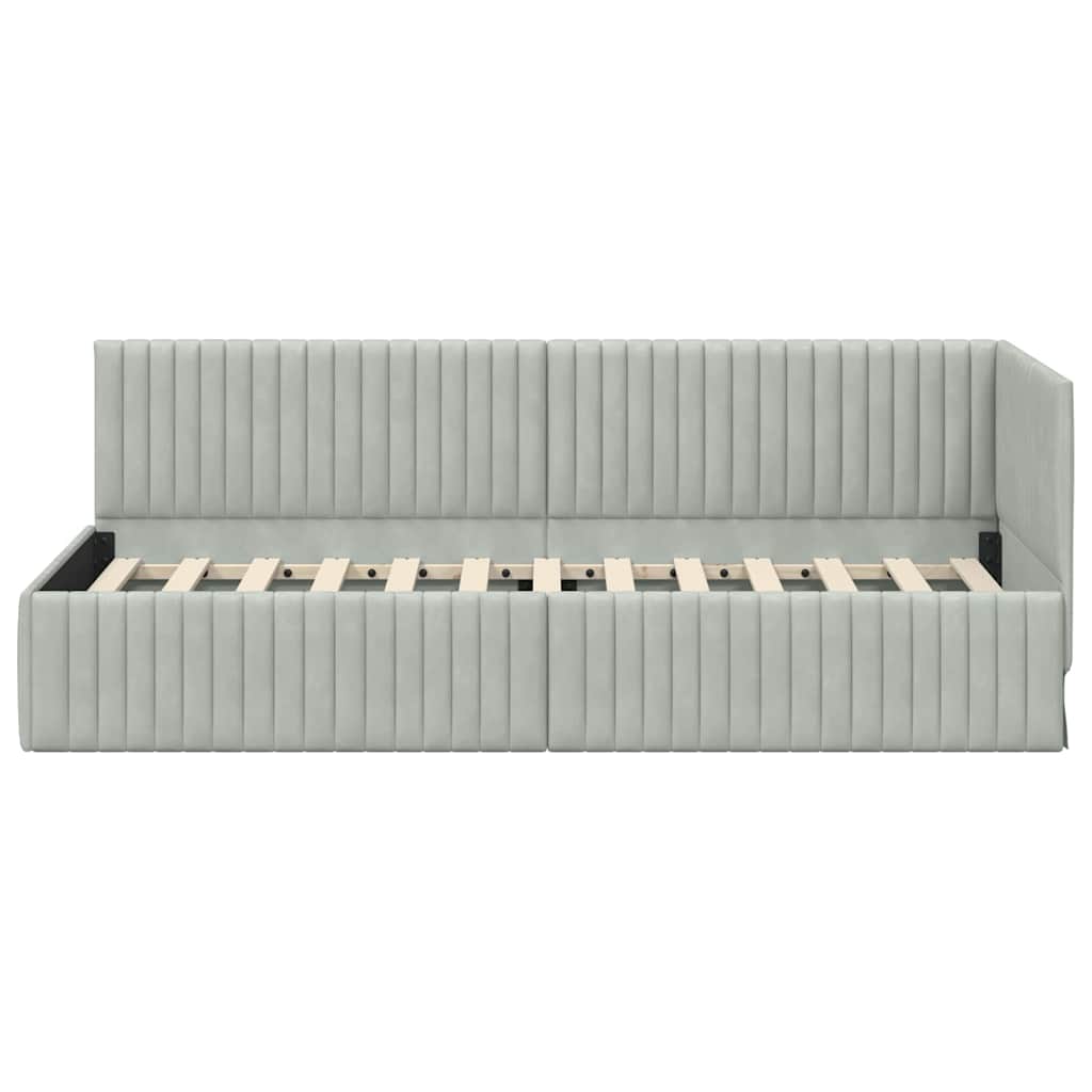 Hoekbedframe met hoofdeinde Lichtgrijs 80 cm x 200 cm Fluweel is nu te koop bij PeponiXL, paradijselijk wonen!