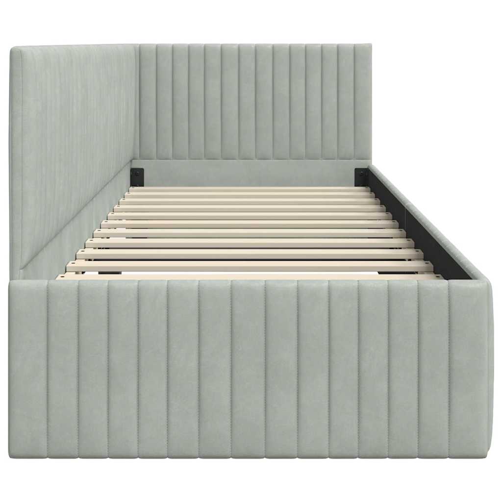 Hoekbedframe met hoofdeinde Lichtgrijs 80 cm x 200 cm Fluweel is nu te koop bij PeponiXL, paradijselijk wonen!