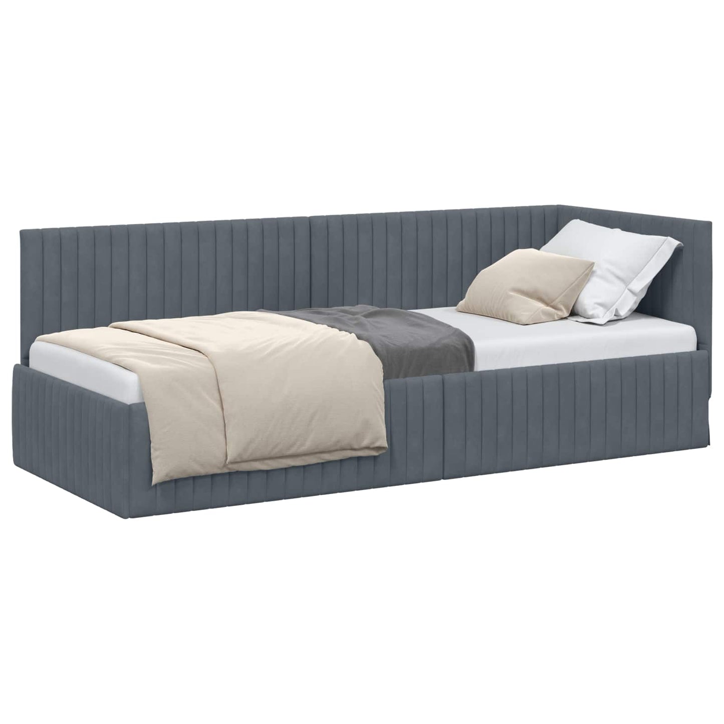 Hoekbedframe met hoofdeinde Donkergrijs 80 cm x 200 cm Fluweel is nu te koop bij PeponiXL, paradijselijk wonen!