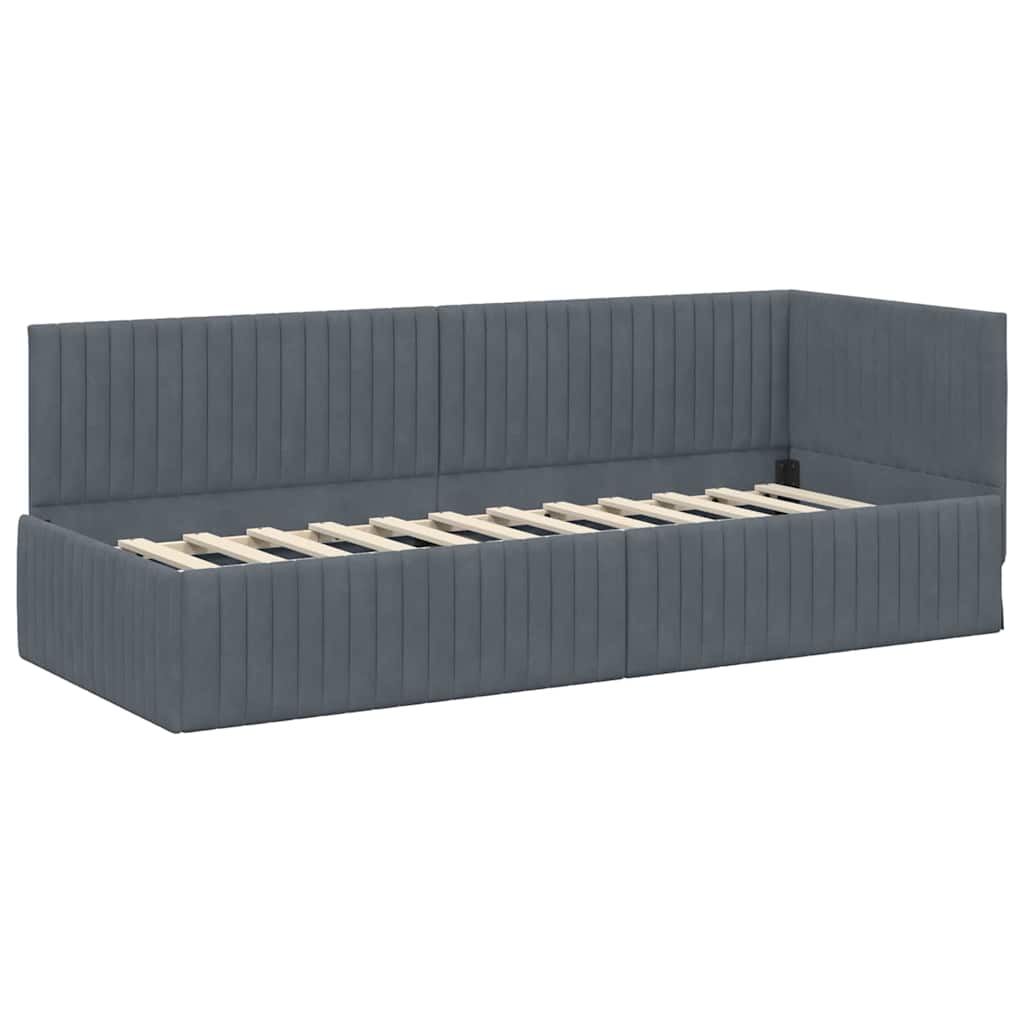 Hoekbedframe met hoofdeinde Donkergrijs 80 cm x 200 cm Fluweel is nu te koop bij PeponiXL, paradijselijk wonen!