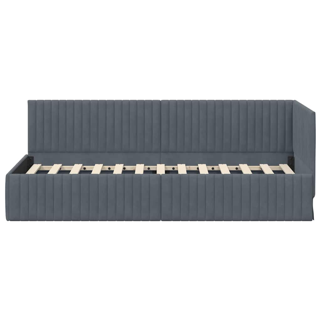 Hoekbedframe met hoofdeinde Donkergrijs 80 cm x 200 cm Fluweel is nu te koop bij PeponiXL, paradijselijk wonen!