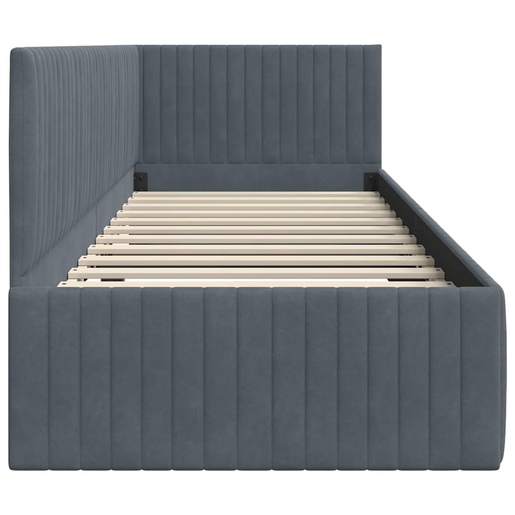 Hoekbedframe met hoofdeinde Donkergrijs 80 cm x 200 cm Fluweel is nu te koop bij PeponiXL, paradijselijk wonen!