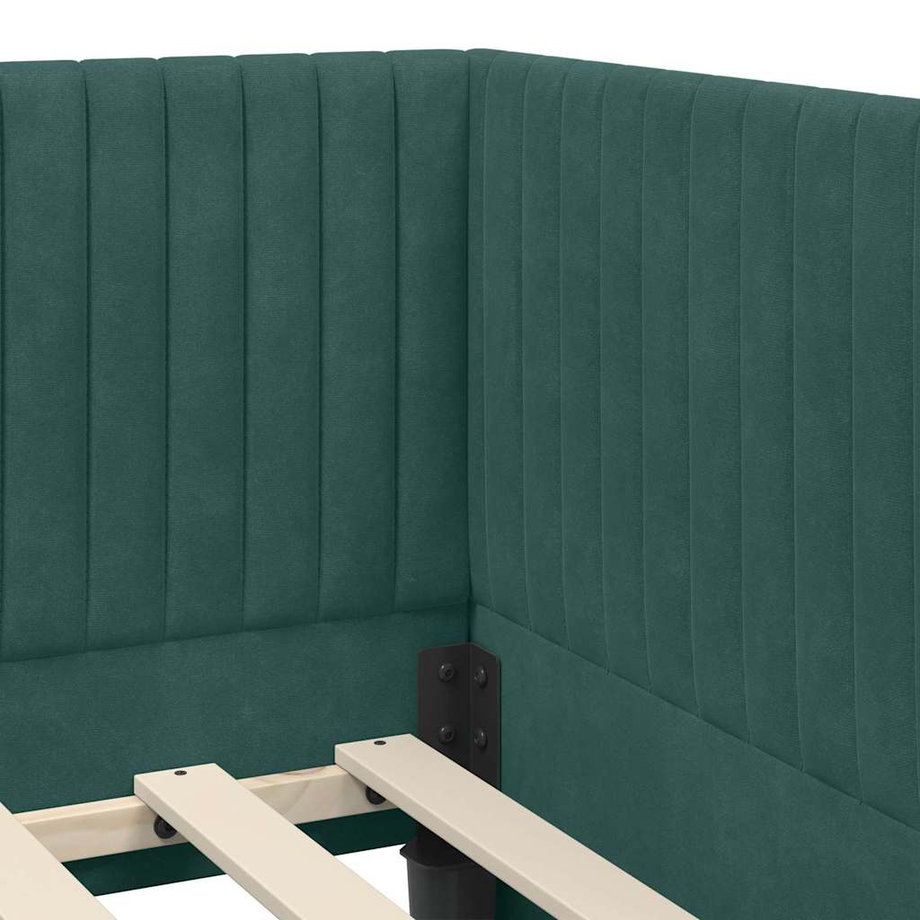 Hoekbedframe met hoofdeinde Donkergroen 80 cm x 200 cm Fluweel is nu te koop bij PeponiXL, paradijselijk wonen!