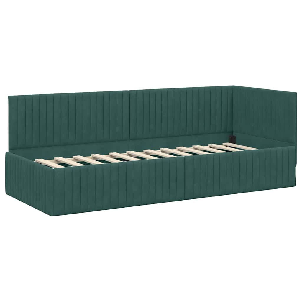 Hoekbedframe met hoofdeinde Donkergroen 80 cm x 200 cm Fluweel is nu te koop bij PeponiXL, paradijselijk wonen!