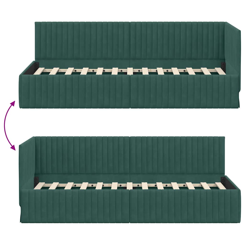 Hoekbedframe met hoofdeinde Donkergroen 80 cm x 200 cm Fluweel is nu te koop bij PeponiXL, paradijselijk wonen!