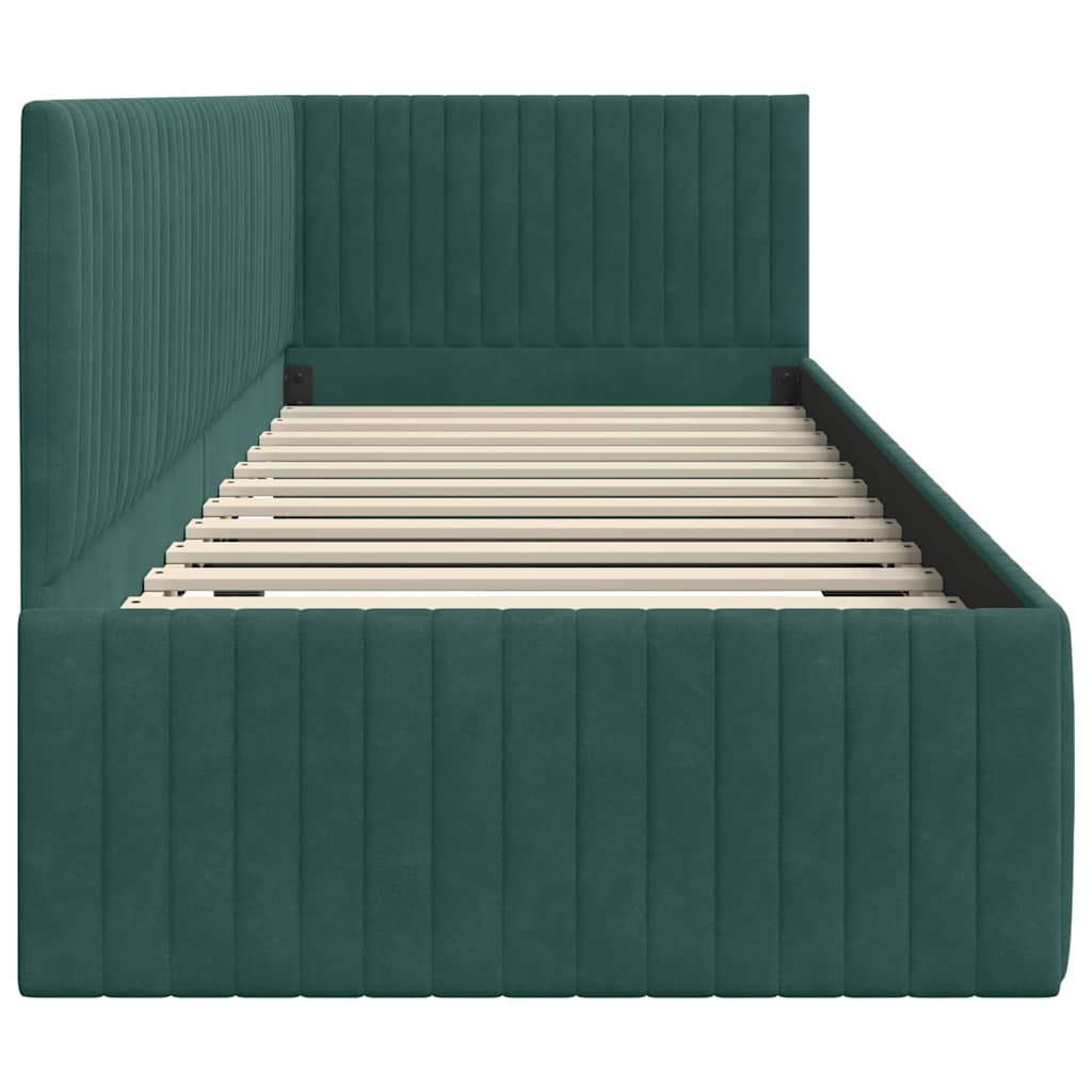 Hoekbedframe met hoofdeinde Donkergroen 80 cm x 200 cm Fluweel is nu te koop bij PeponiXL, paradijselijk wonen!