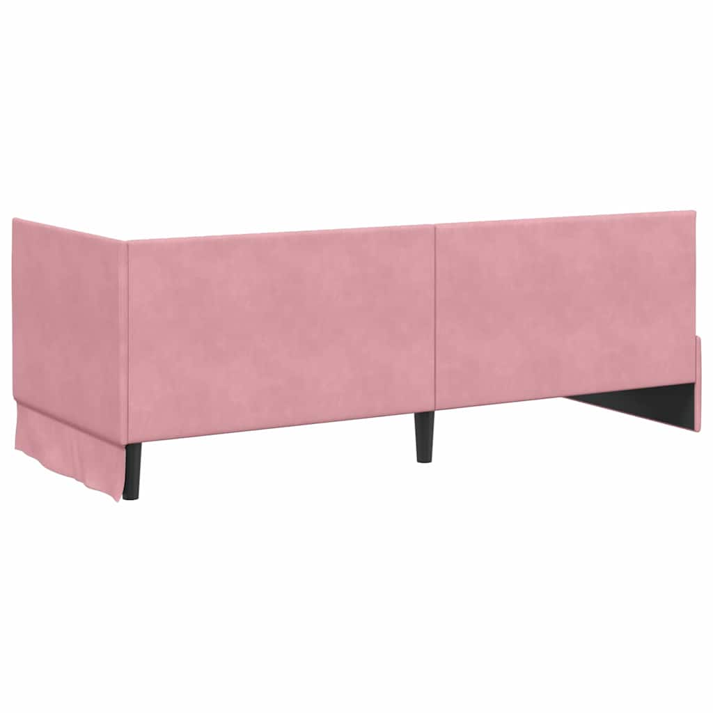 Hoekbedframe met hoofdeinde Roze 80 cm x 200 cm Fluweel is nu te koop bij PeponiXL, paradijselijk wonen!