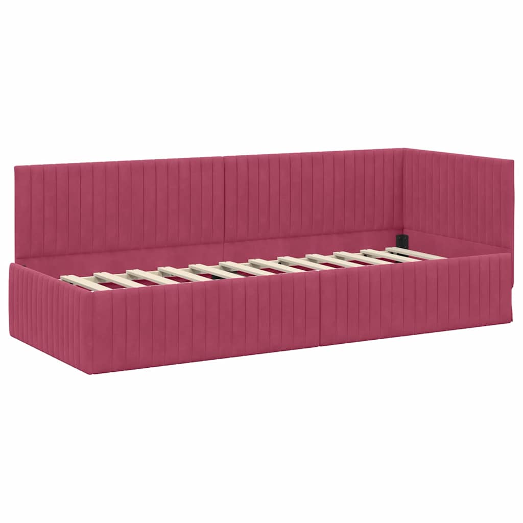 Hoekbedframe met hoofdeinde Wijnrood 80 cm x 200 cm Fluweel is nu te koop bij PeponiXL, paradijselijk wonen!