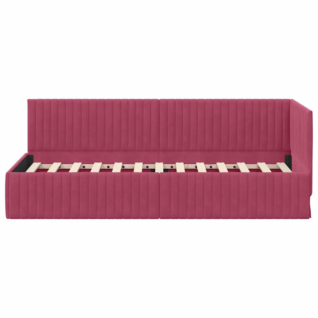 Hoekbedframe met hoofdeinde Wijnrood 80 cm x 200 cm Fluweel is nu te koop bij PeponiXL, paradijselijk wonen!
