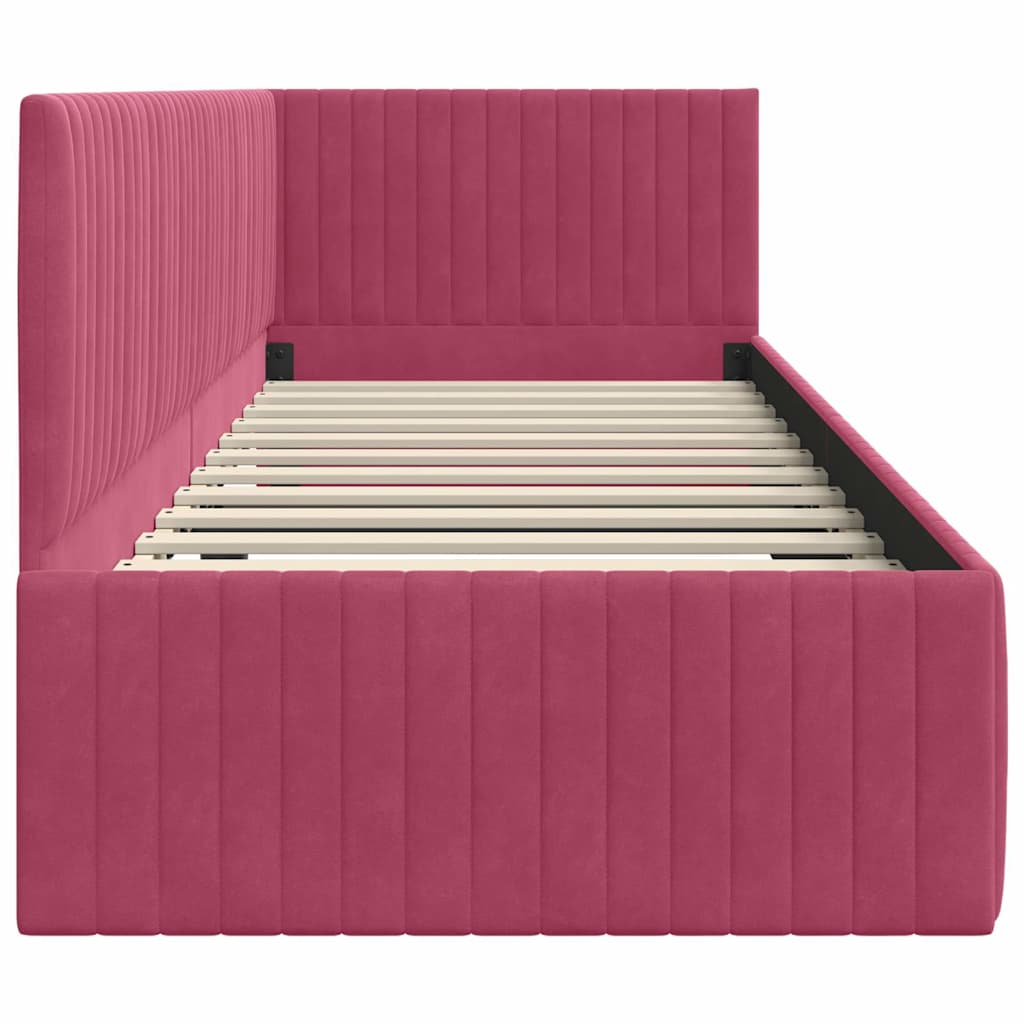 Hoekbedframe met hoofdeinde Wijnrood 80 cm x 200 cm Fluweel is nu te koop bij PeponiXL, paradijselijk wonen!