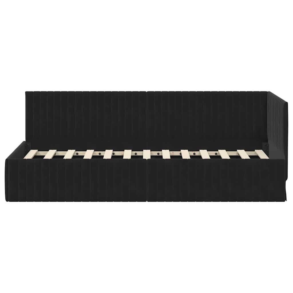 Hoekbedframe met hoofdeinde Zwart 80 cm x 200 cm Fluweel is nu te koop bij PeponiXL, paradijselijk wonen!