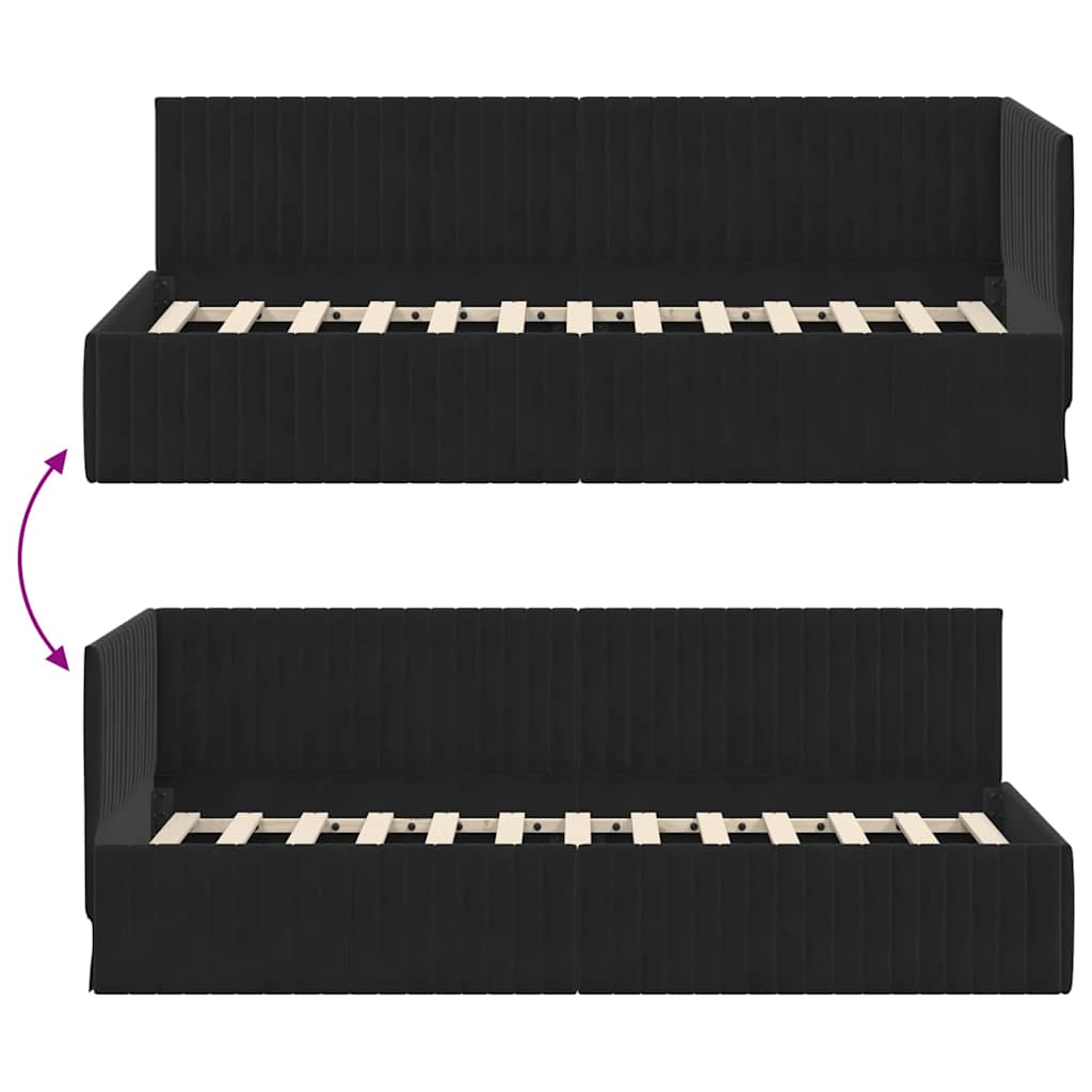 Hoekbedframe met hoofdeinde Zwart 80 cm x 200 cm Fluweel is nu te koop bij PeponiXL, paradijselijk wonen!
