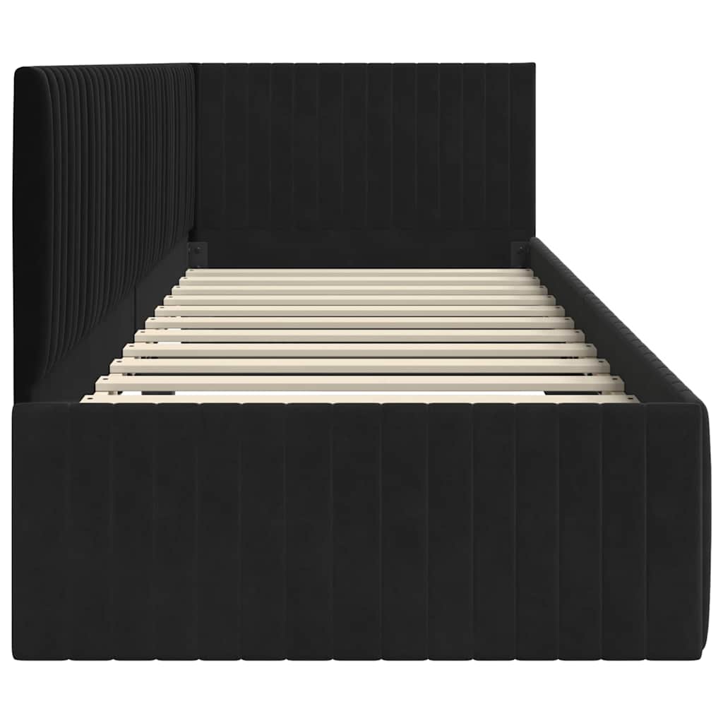 Hoekbedframe met hoofdeinde Zwart 80 cm x 200 cm Fluweel is nu te koop bij PeponiXL, paradijselijk wonen!