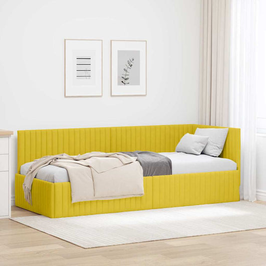 Hoekbedframe met hoofdeinde Geel 80 cm x 200 cm Fluweel is nu te koop bij PeponiXL, paradijselijk wonen!