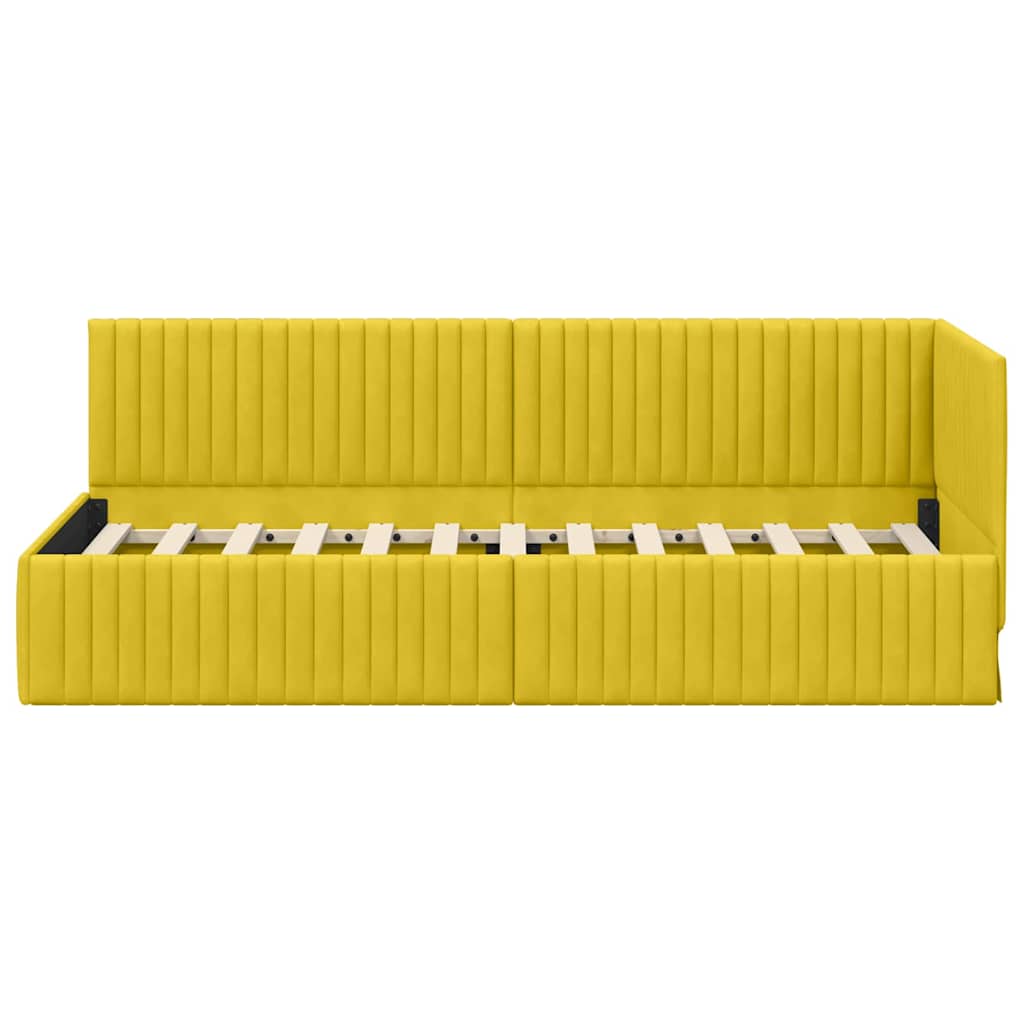 Hoekbedframe met hoofdeinde Geel 80 cm x 200 cm Fluweel is nu te koop bij PeponiXL, paradijselijk wonen!