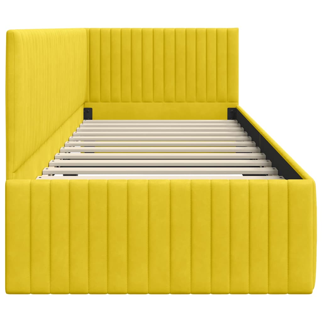 Hoekbedframe met hoofdeinde Geel 80 cm x 200 cm Fluweel is nu te koop bij PeponiXL, paradijselijk wonen!