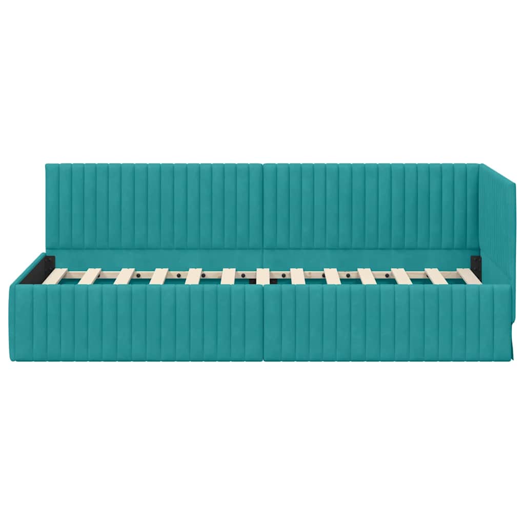 Hoekbedframe met hoofdeinde Turquoise 80 cm x 200 cm Fluweel is nu te koop bij PeponiXL, paradijselijk wonen!