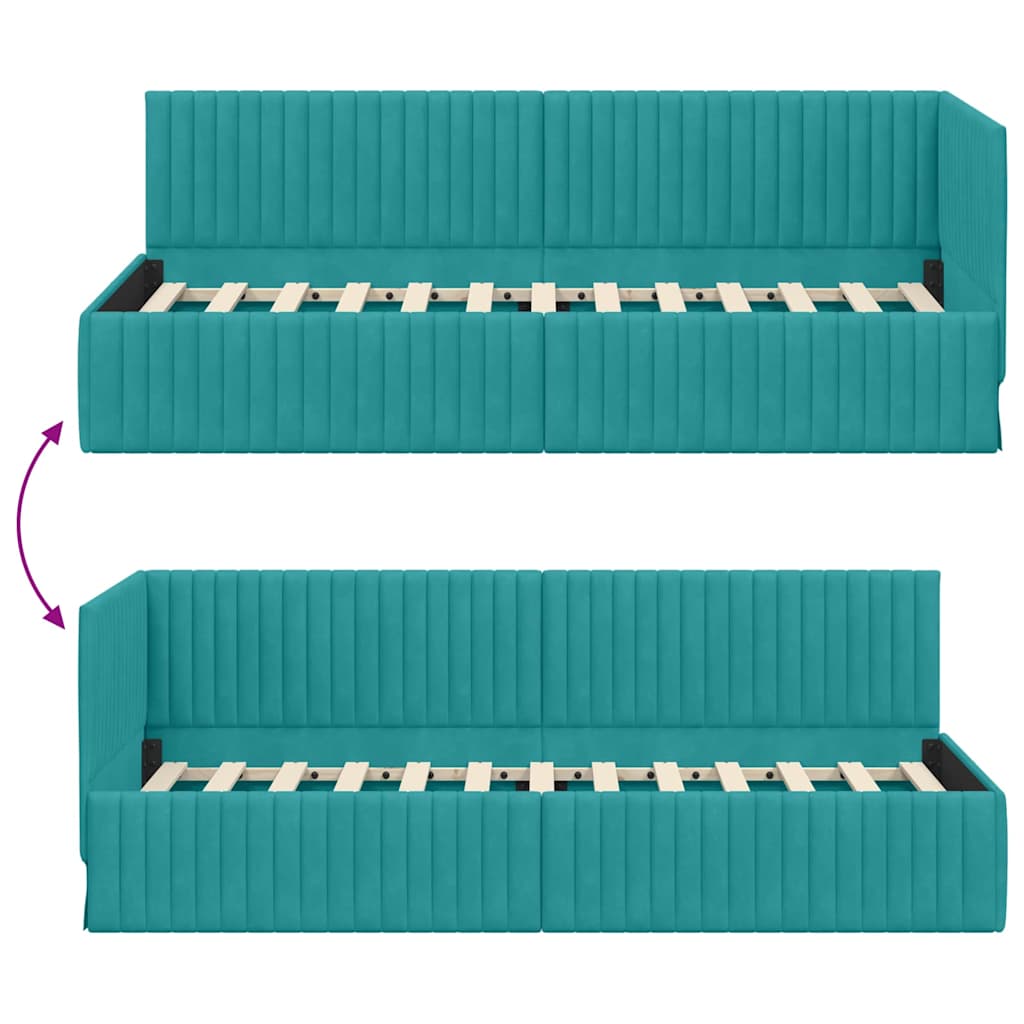 Hoekbedframe met hoofdeinde Turquoise 80 cm x 200 cm Fluweel is nu te koop bij PeponiXL, paradijselijk wonen!