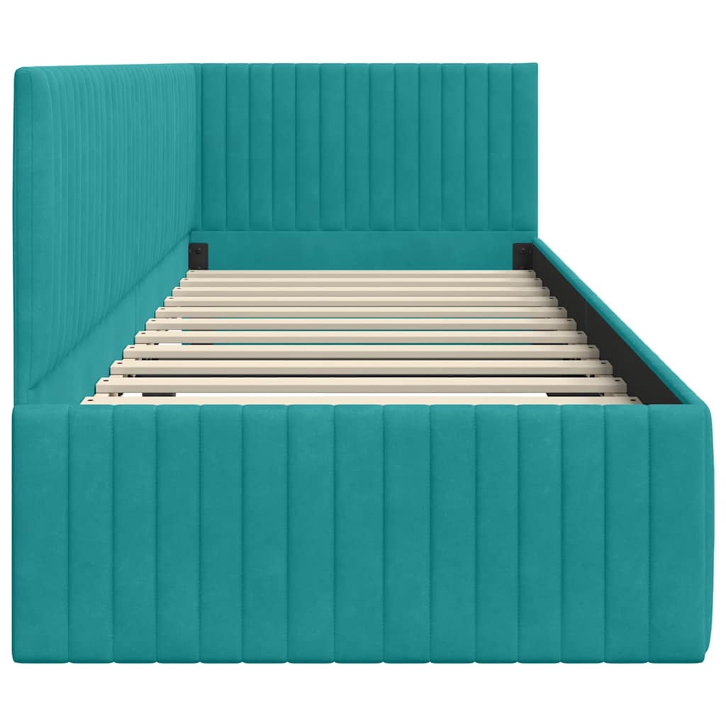 Hoekbedframe met hoofdeinde Turquoise 80 cm x 200 cm Fluweel is nu te koop bij PeponiXL, paradijselijk wonen!