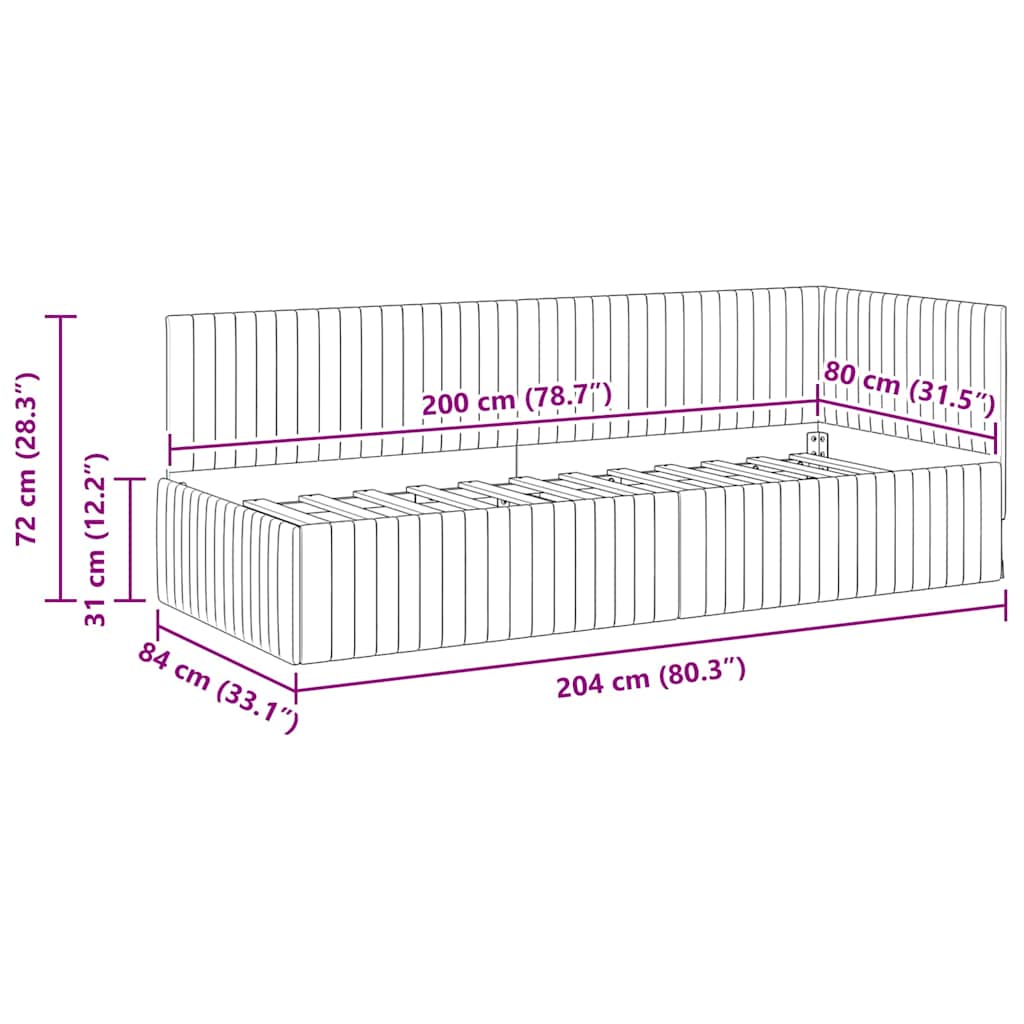 Hoekbedframe met hoofdeinde Turquoise 80 cm x 200 cm Fluweel is nu te koop bij PeponiXL, paradijselijk wonen!