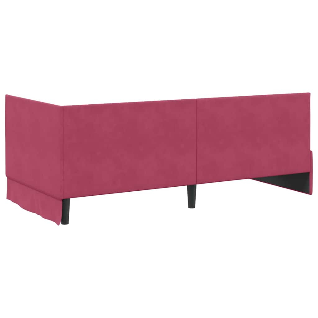 Hoekbedframe met hoofdeinde Wijnrood 90 cm x 190 cm Fluweel is nu te koop bij PeponiXL, paradijselijk wonen!