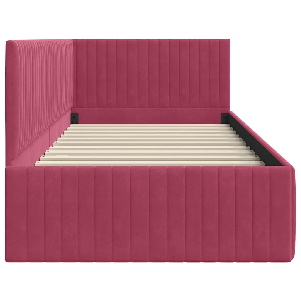 Hoekbedframe met hoofdeinde Wijnrood 90 cm x 190 cm Fluweel is nu te koop bij PeponiXL, paradijselijk wonen!