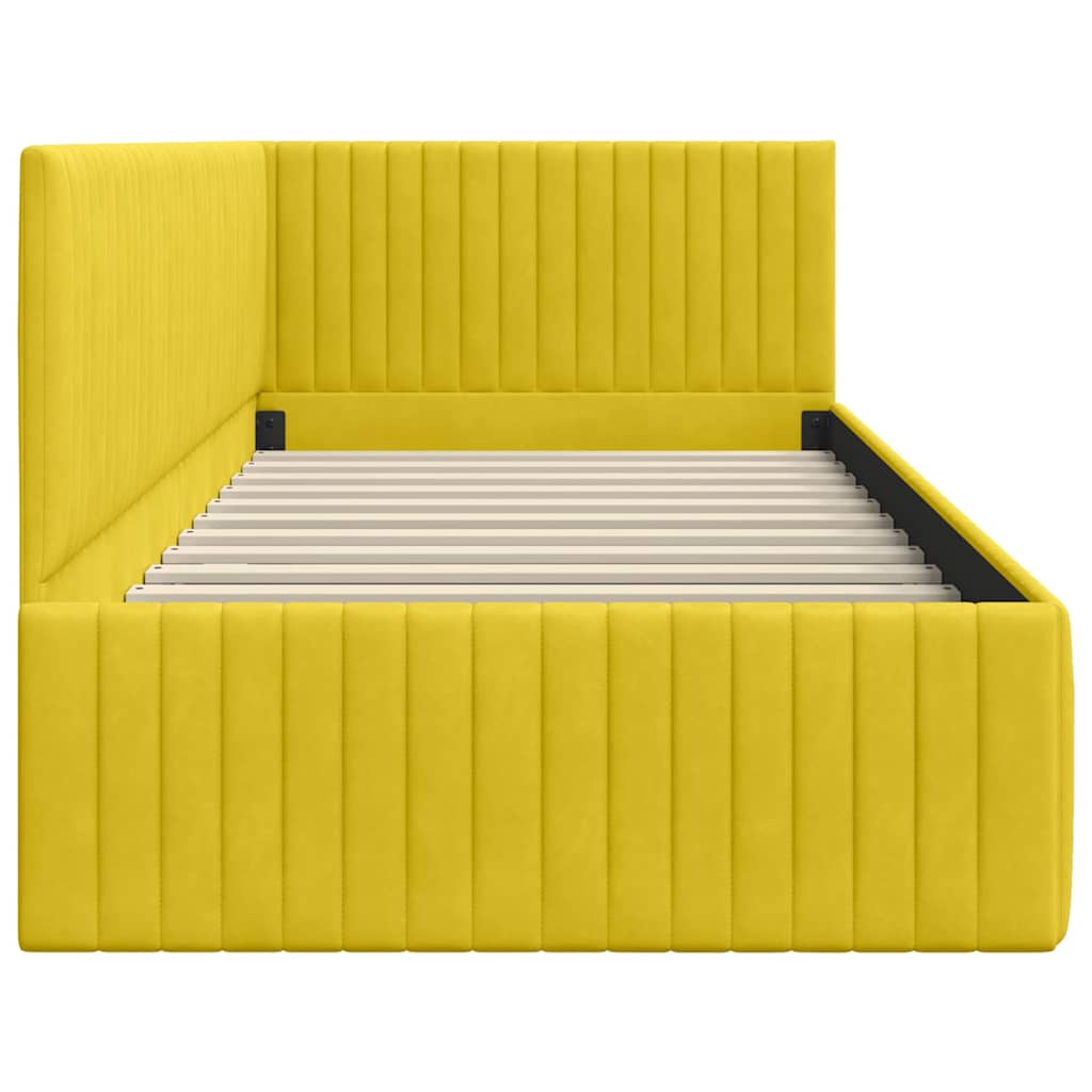 Hoekbedframe met hoofdeinde Geel 90 cm x 190 cm Fluweel is nu te koop bij PeponiXL, paradijselijk wonen!