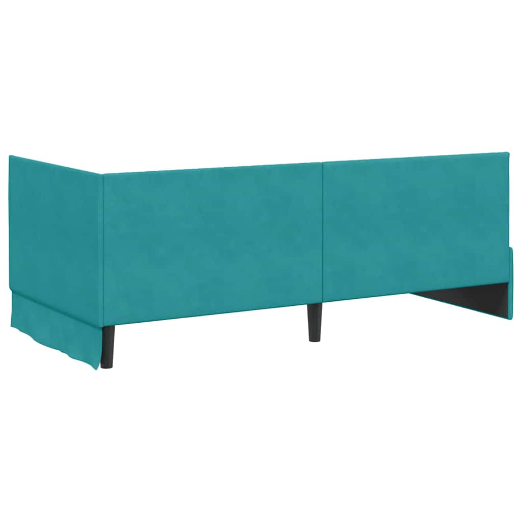 Hoekbedframe met hoofdeinde Turquoise 90 cm x 190 cm Fluweel is nu te koop bij PeponiXL, paradijselijk wonen!