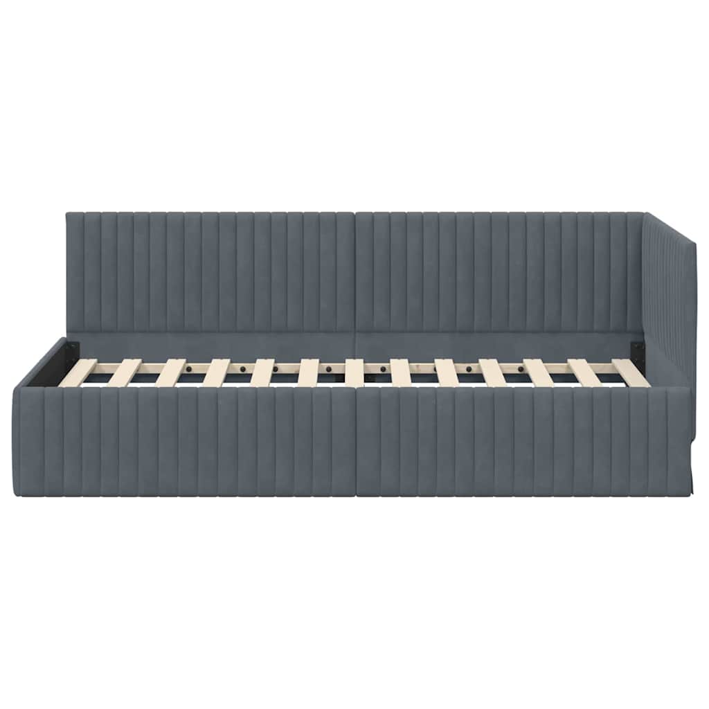Hoekbedframe met hoofdeinde Donkergrijs 90 cm x 200 cm Fluweel is nu te koop bij PeponiXL, paradijselijk wonen!