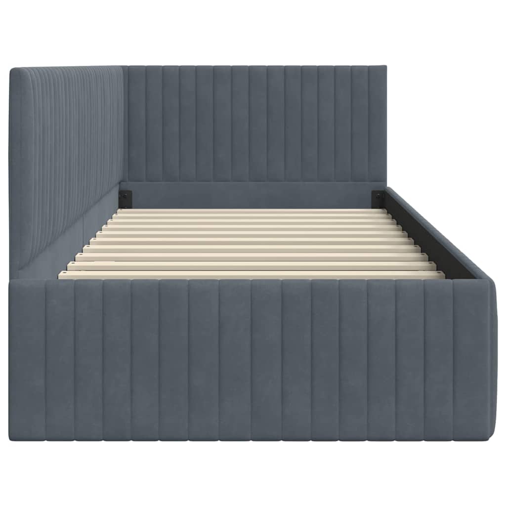 Hoekbedframe met hoofdeinde Donkergrijs 90 cm x 200 cm Fluweel is nu te koop bij PeponiXL, paradijselijk wonen!