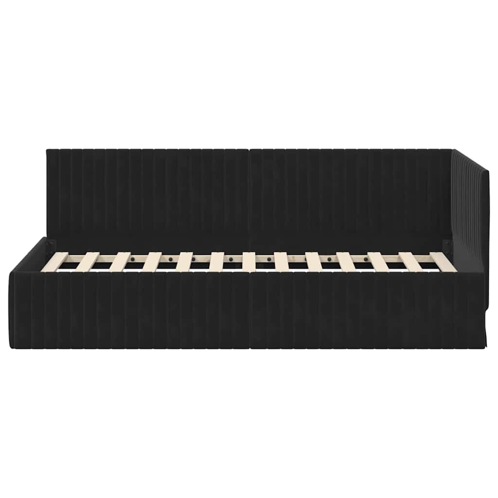 Hoekbedframe met hoofdeinde Zwart 90 cm x 200 cm Fluweel is nu te koop bij PeponiXL, paradijselijk wonen!