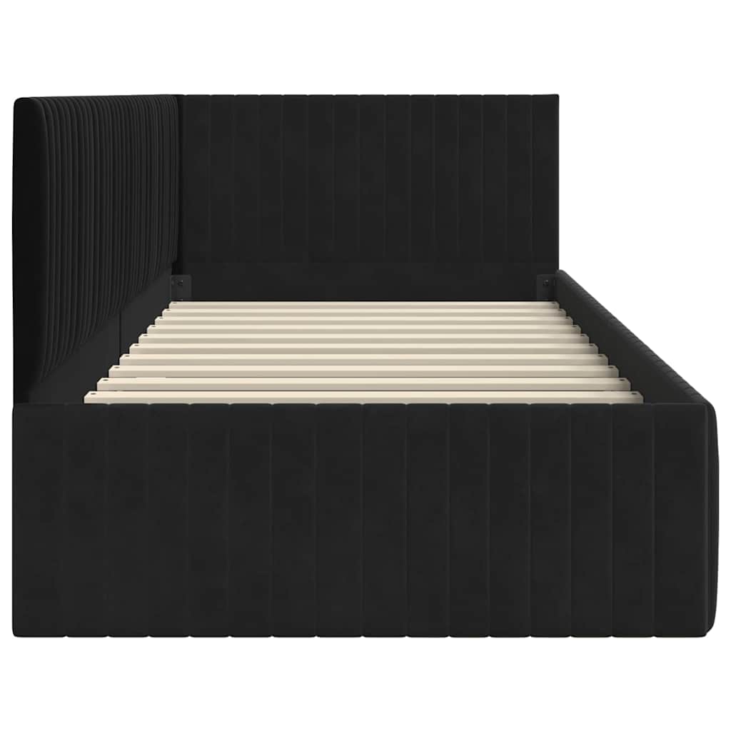 Hoekbedframe met hoofdeinde Zwart 90 cm x 200 cm Fluweel is nu te koop bij PeponiXL, paradijselijk wonen!