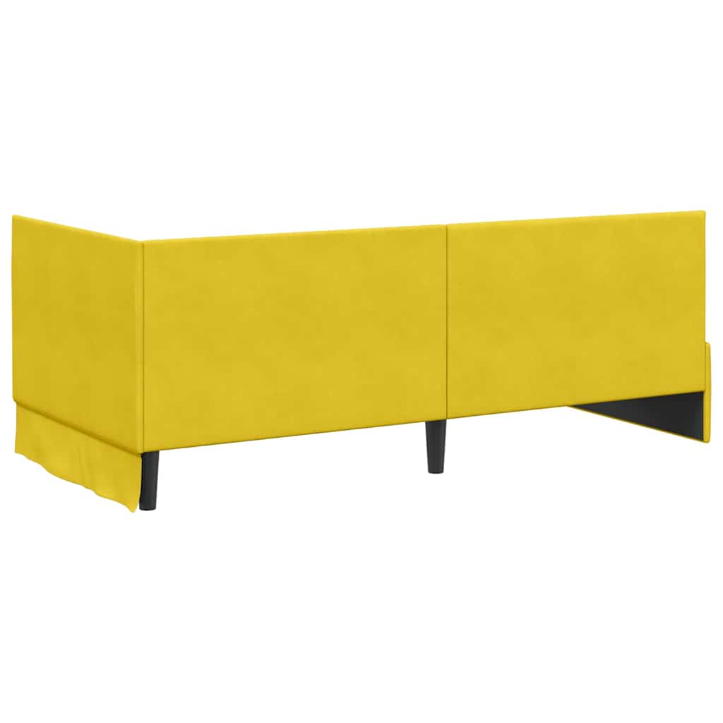 Hoekbedframe met hoofdeinde Geel 90 cm x 200 cm Fluweel is nu te koop bij PeponiXL, paradijselijk wonen!