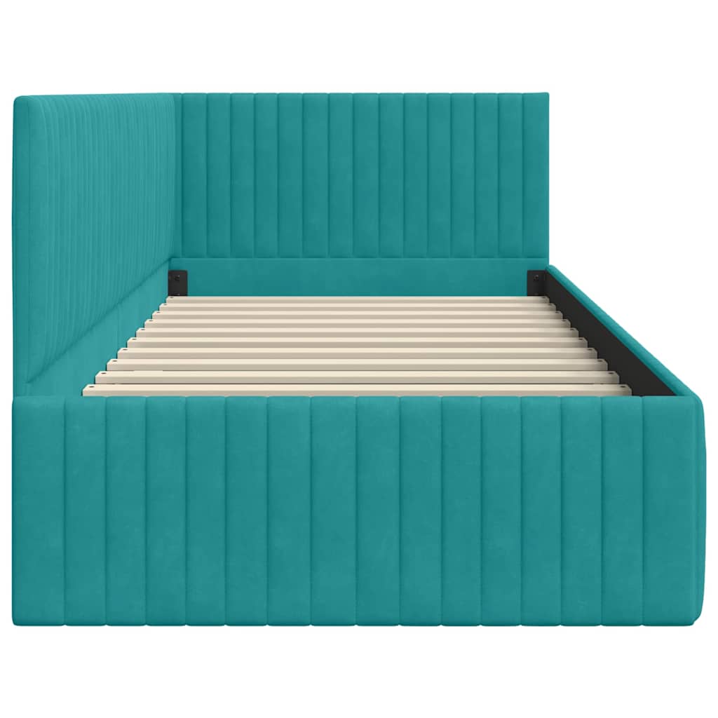 Hoekbedframe met hoofdeinde Turquoise 90 cm x 200 cm Fluweel is nu te koop bij PeponiXL, paradijselijk wonen!