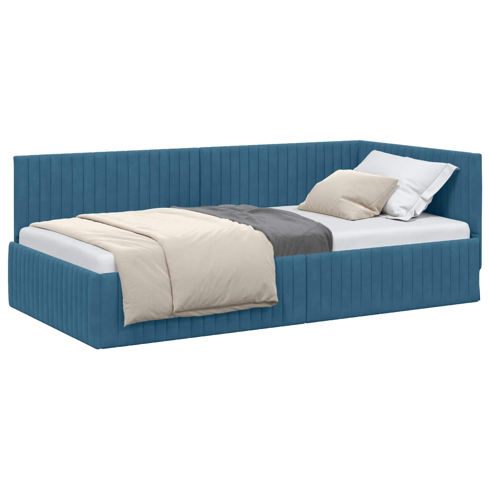 Hoekbedframe met hoofdeinde Blauw 100 cm x 200 cm Fluweel is nu te koop bij PeponiXL, paradijselijk wonen!