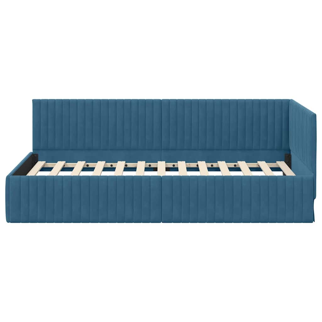 Hoekbedframe met hoofdeinde Blauw 100 cm x 200 cm Fluweel is nu te koop bij PeponiXL, paradijselijk wonen!