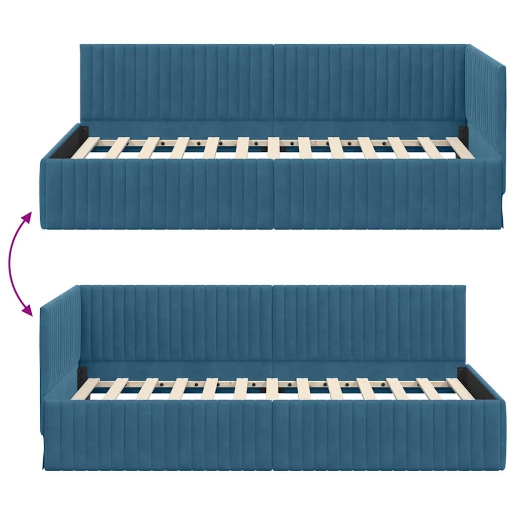 Hoekbedframe met hoofdeinde Blauw 100 cm x 200 cm Fluweel is nu te koop bij PeponiXL, paradijselijk wonen!