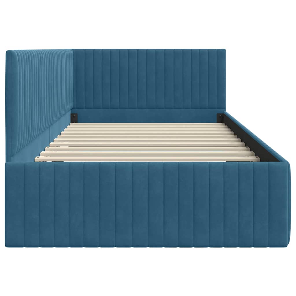 Hoekbedframe met hoofdeinde Blauw 100 cm x 200 cm Fluweel is nu te koop bij PeponiXL, paradijselijk wonen!