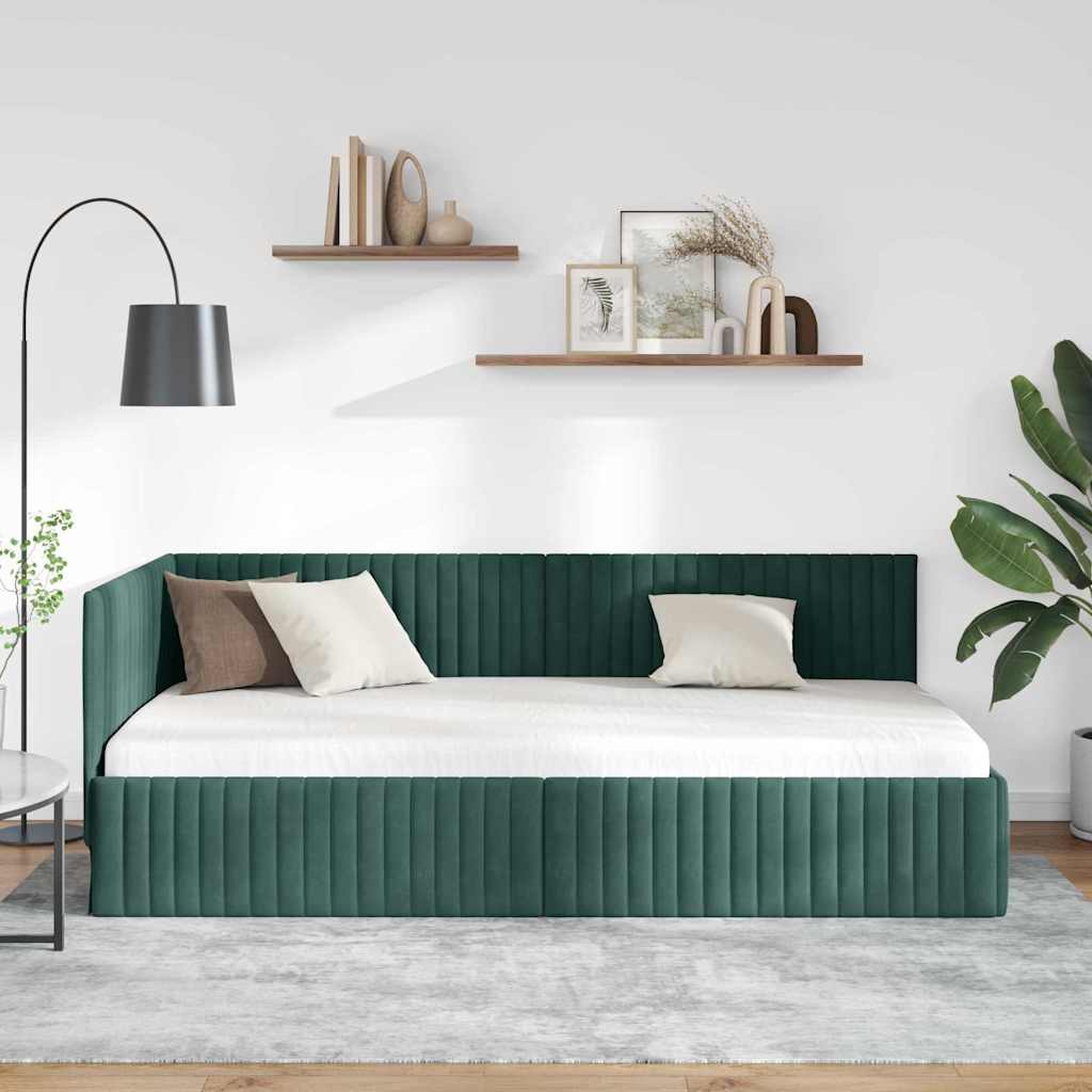 Hoekbedframe met hoofdeinde Donkergroen 100 cm x 200 cm Fluweel is nu te koop bij PeponiXL, paradijselijk wonen!
