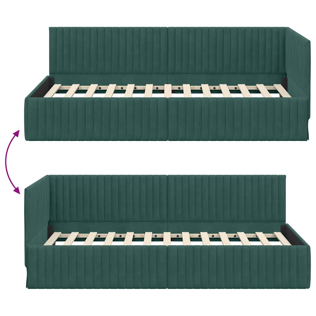Hoekbedframe met hoofdeinde Donkergroen 100 cm x 200 cm Fluweel is nu te koop bij PeponiXL, paradijselijk wonen!