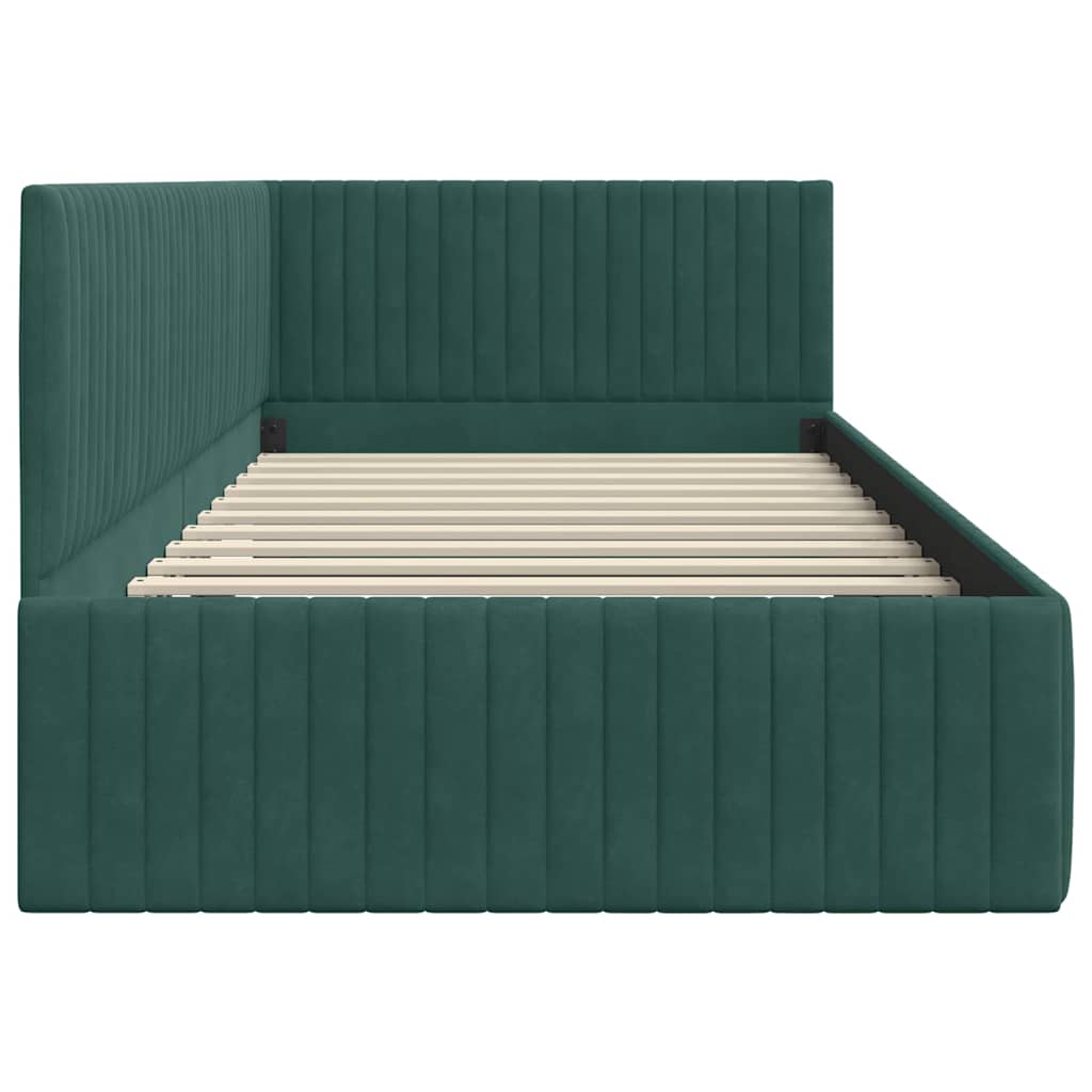 Hoekbedframe met hoofdeinde Donkergroen 100 cm x 200 cm Fluweel is nu te koop bij PeponiXL, paradijselijk wonen!