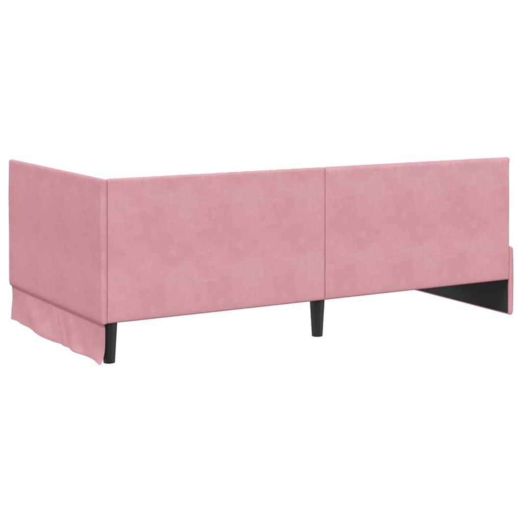 Hoekbedframe met hoofdeinde Roze 100 cm x 200 cm Fluweel is nu te koop bij PeponiXL, paradijselijk wonen!