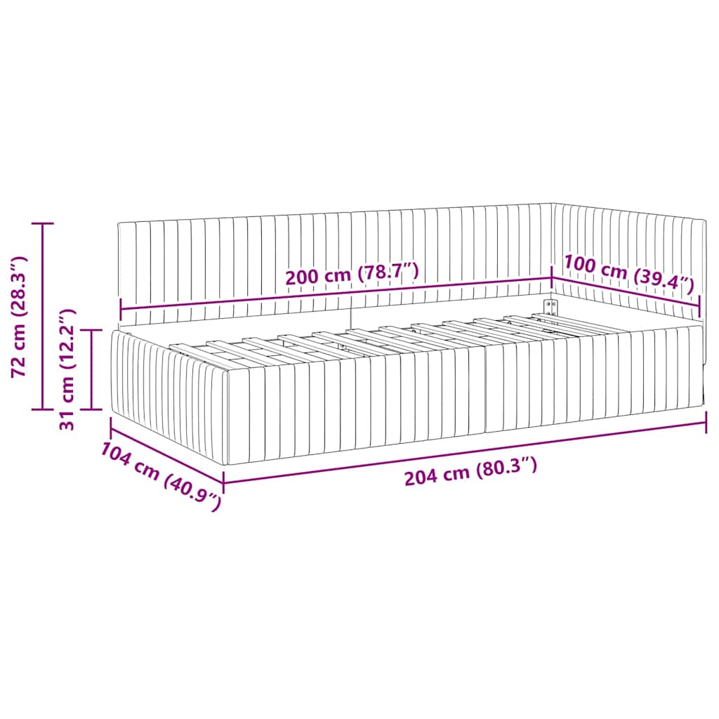 Hoekbedframe met hoofdeinde Roze 100 cm x 200 cm Fluweel is nu te koop bij PeponiXL, paradijselijk wonen!