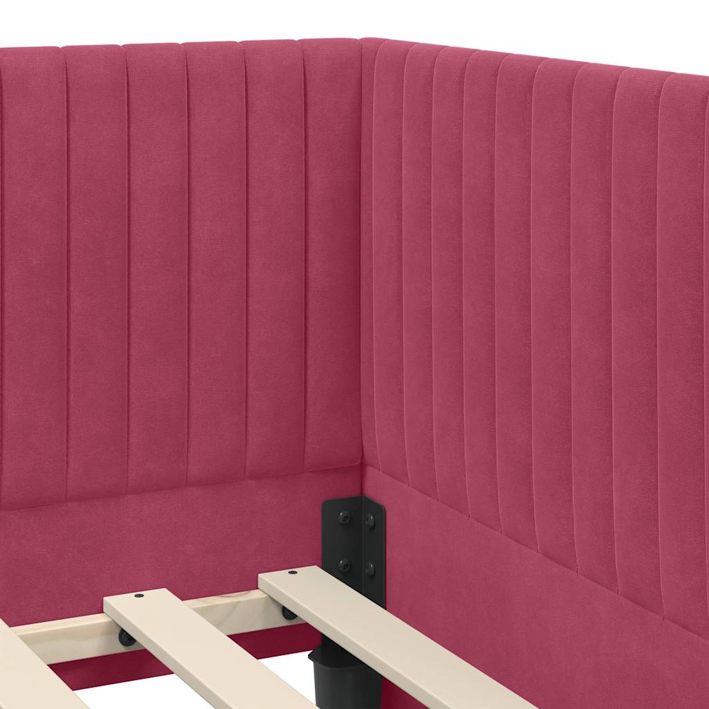 Hoekbedframe met hoofdeinde Wijnrood 100 cm x 200 cm Fluweel is nu te koop bij PeponiXL, paradijselijk wonen!