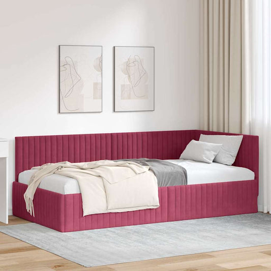 Hoekbedframe met hoofdeinde Wijnrood 100 cm x 200 cm Fluweel is nu te koop bij PeponiXL, paradijselijk wonen!