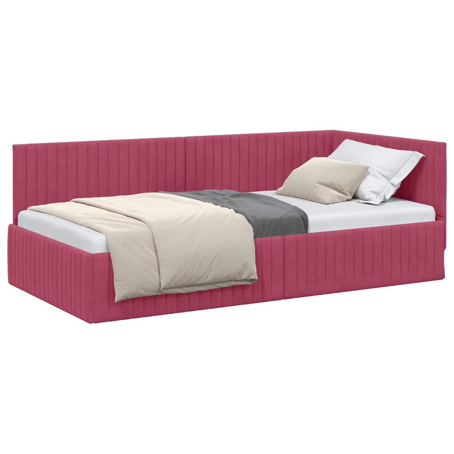 Hoekbedframe met hoofdeinde Wijnrood 100 cm x 200 cm Fluweel is nu te koop bij PeponiXL, paradijselijk wonen!