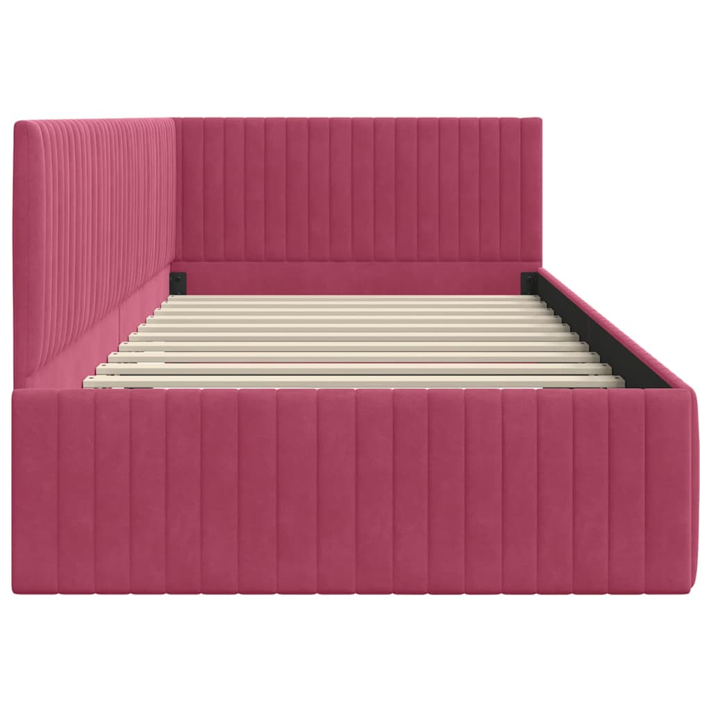Hoekbedframe met hoofdeinde Wijnrood 100 cm x 200 cm Fluweel is nu te koop bij PeponiXL, paradijselijk wonen!