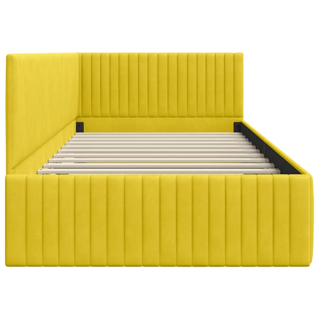 Hoekbedframe met hoofdeinde Geel 100 cm x 200 cm Fluweel is nu te koop bij PeponiXL, paradijselijk wonen!