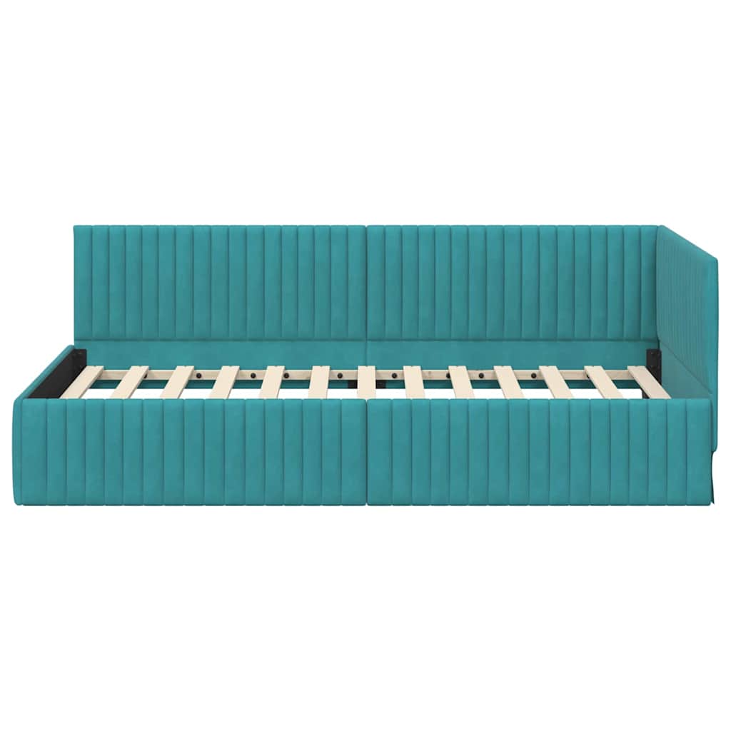 Hoekbedframe met hoofdeinde Turquoise 100 cm x 200 cm Fluweel is nu te koop bij PeponiXL, paradijselijk wonen!